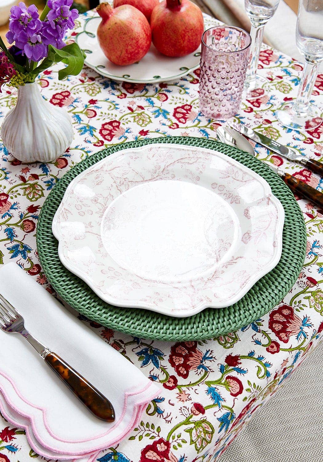 Cotswold Green Round Rattan Charger Green  - Set of 4