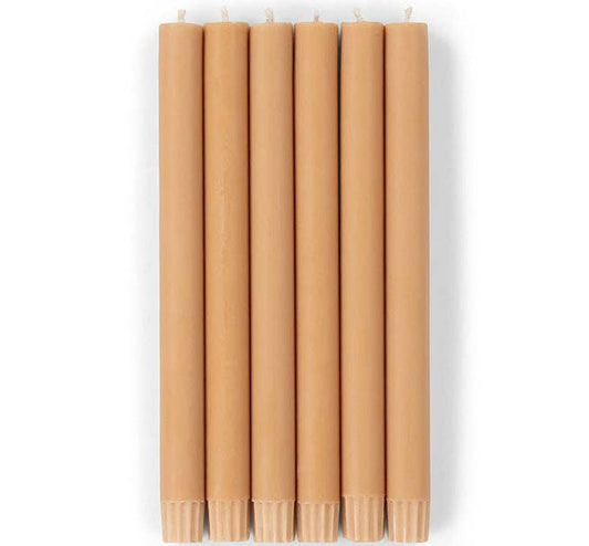 BRITISH COLOUR STANDARD - 25cm / 10'' H  - Khaki Brown Eco Dinner Candles, Gift Box of 6