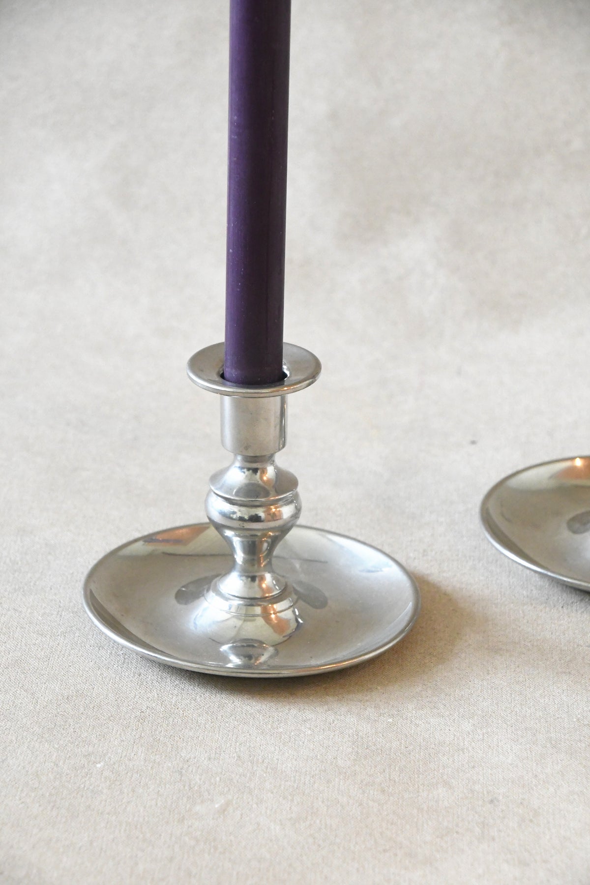 Vintage Pewter Chamberstick, detail