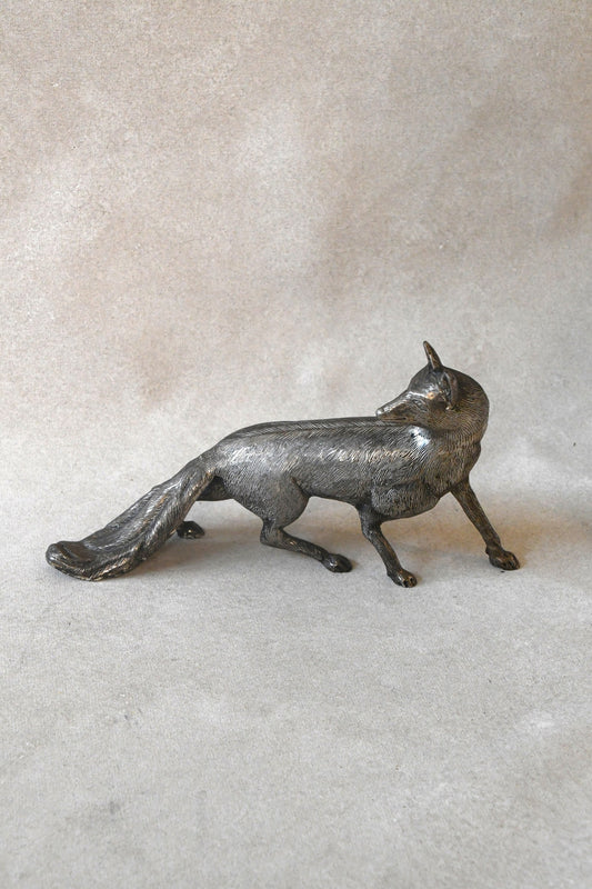 Vintage Brass Fox Statue