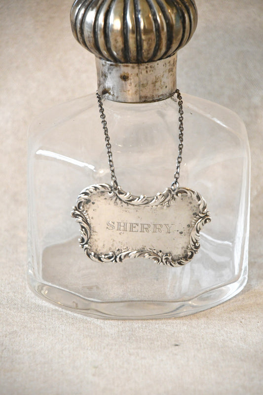 Vintage Sterling Silver Sherry Decanter Tag