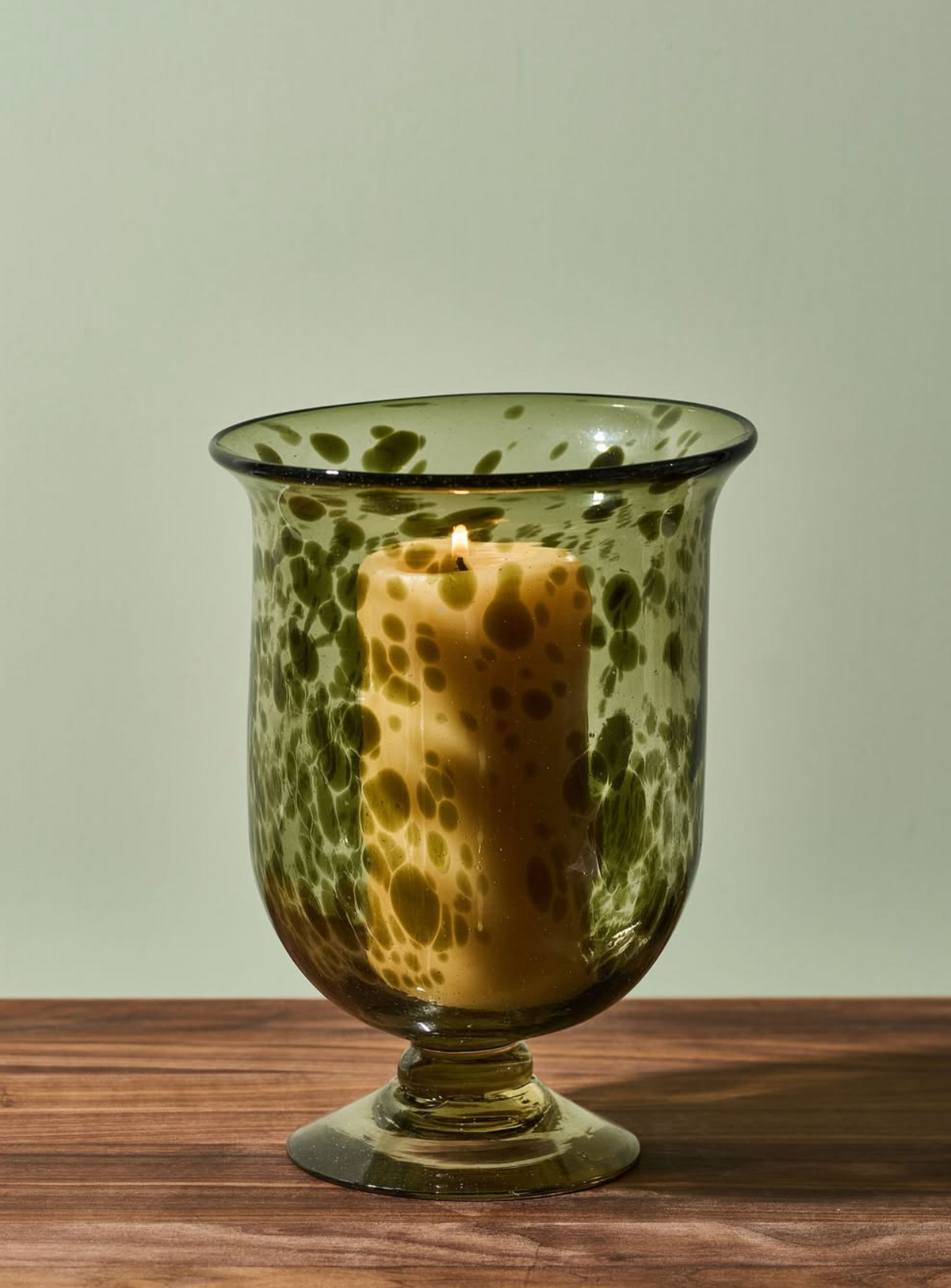 Small Olive Marble Bell Hurricane