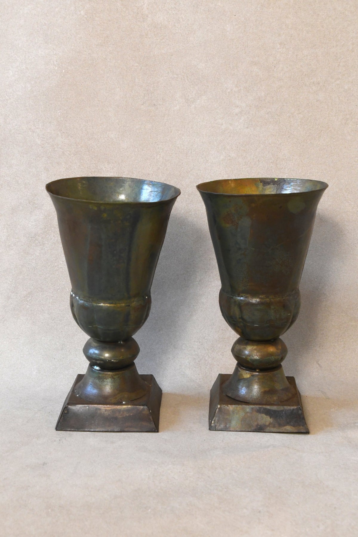Green Metal Trumpet Vase