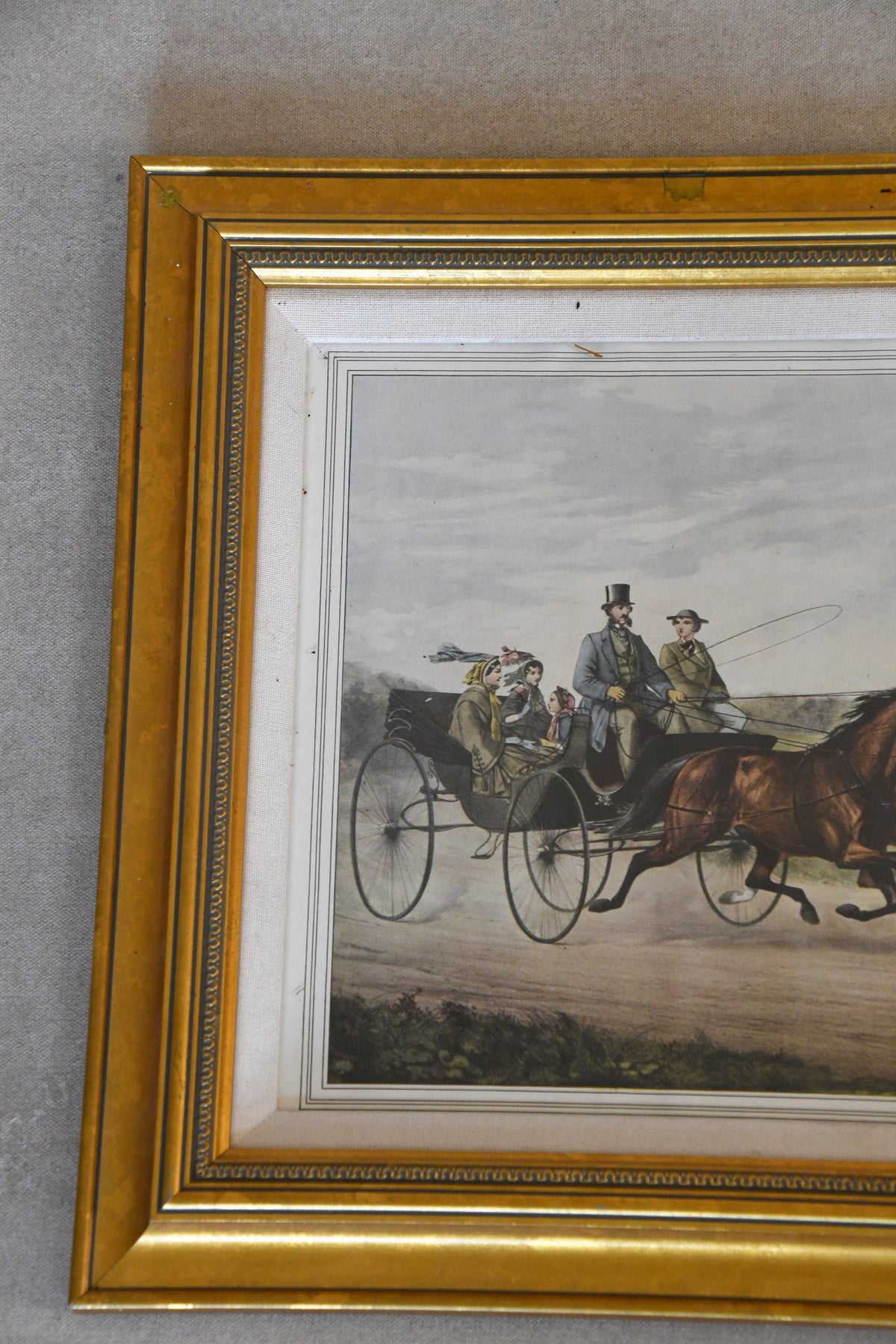 Vintage Four-in-Hand Coaching Scene Framed Print