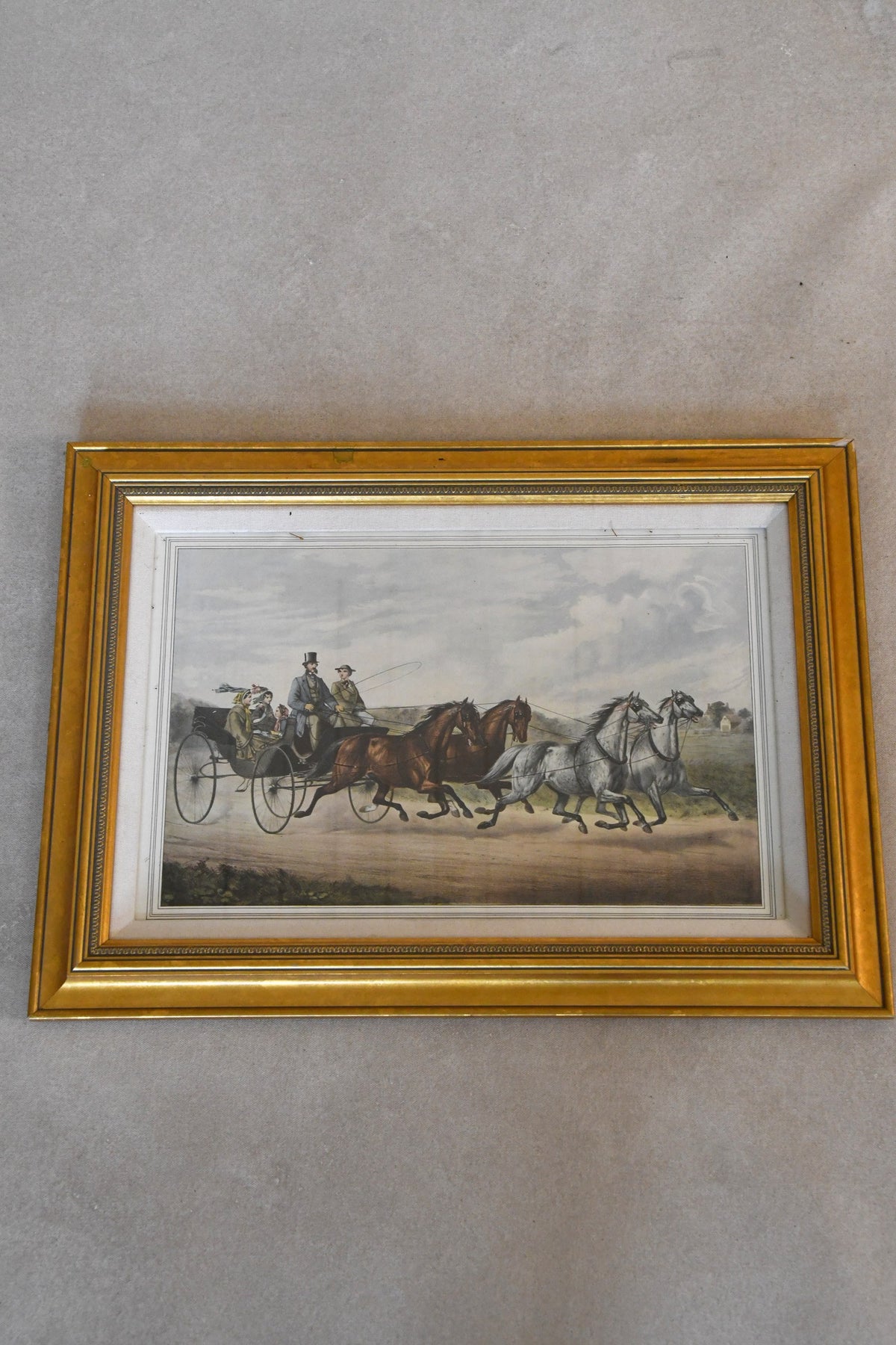 Vintage Four-in-Hand Coaching Scene Framed Print