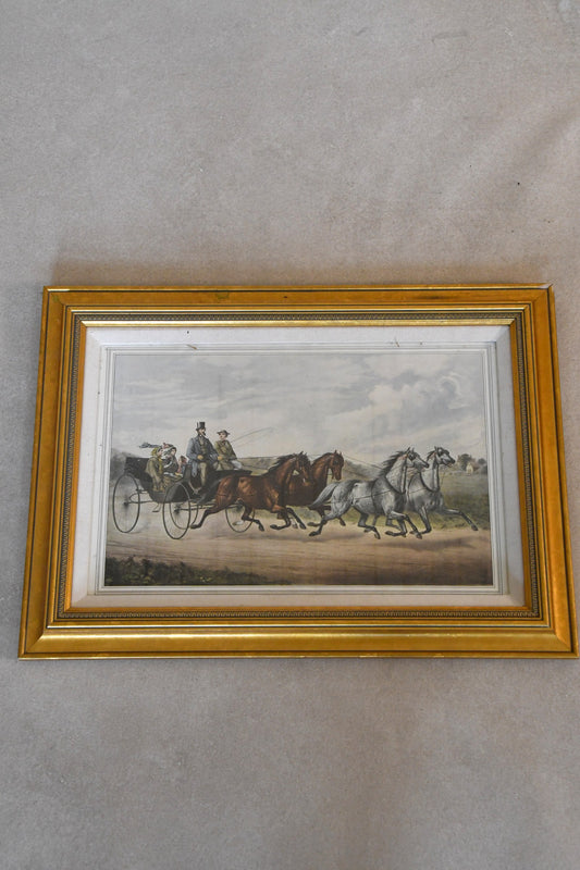 Vintage Four-in-Hand Coaching Scene Framed Print