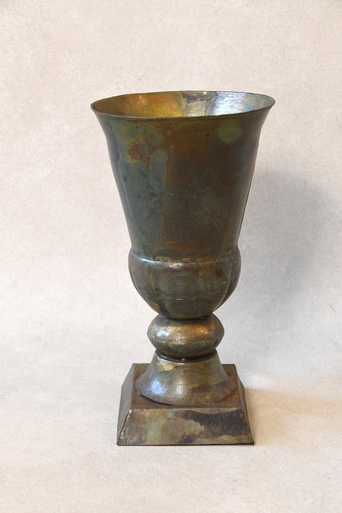 Green Metal Trumpet Vase