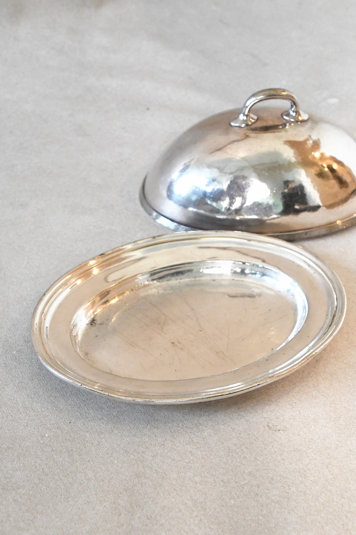 Vintage Silverplate Oval Covered Serving Platter
