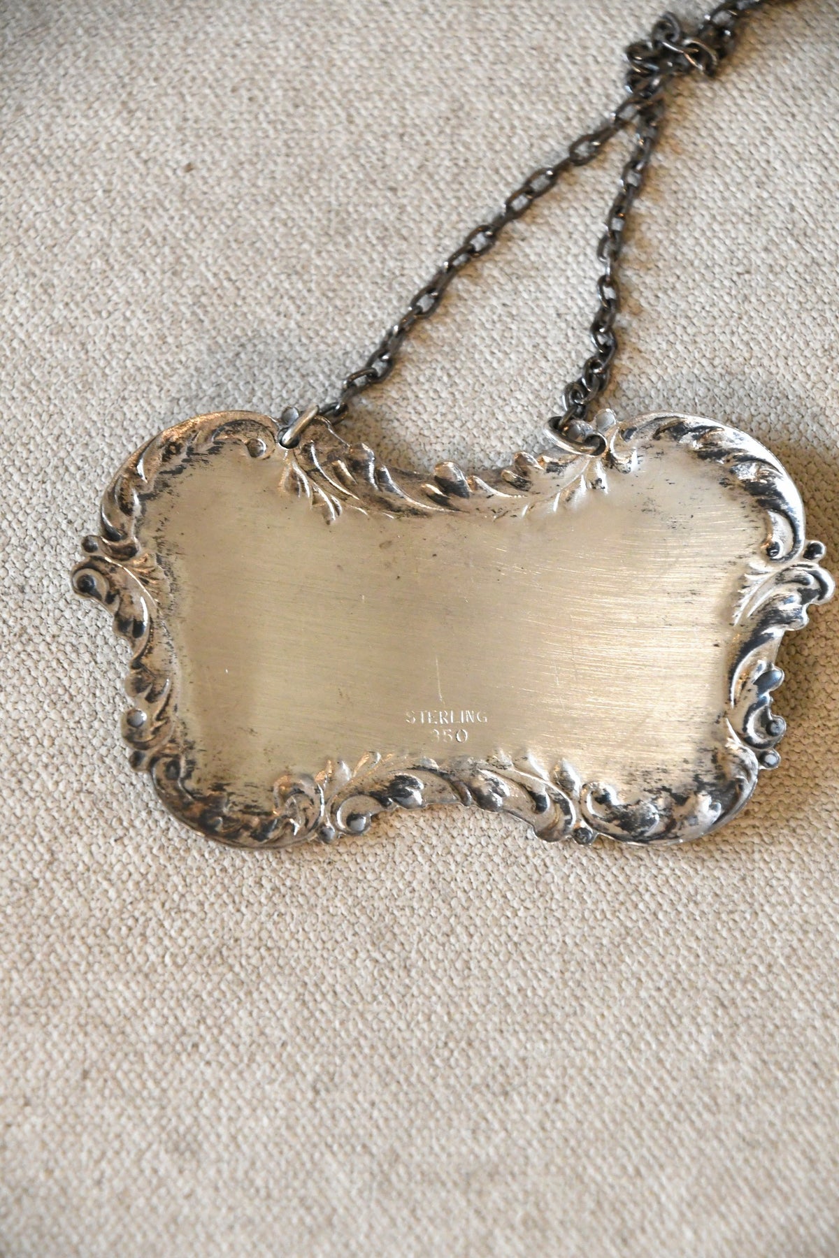 Vintage Sterling Silver Sherry Decanter Tag