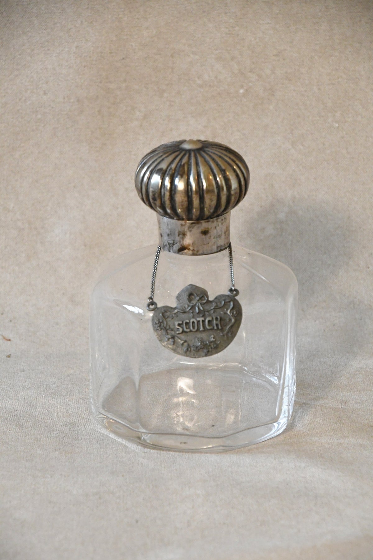 Vintage pewter Scotch decanter tag