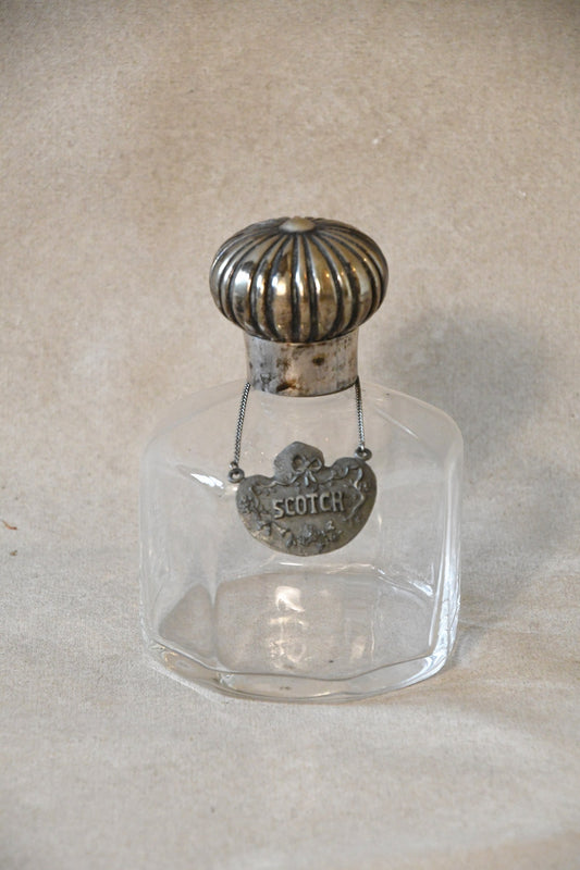 Vintage pewter Scotch decanter tag